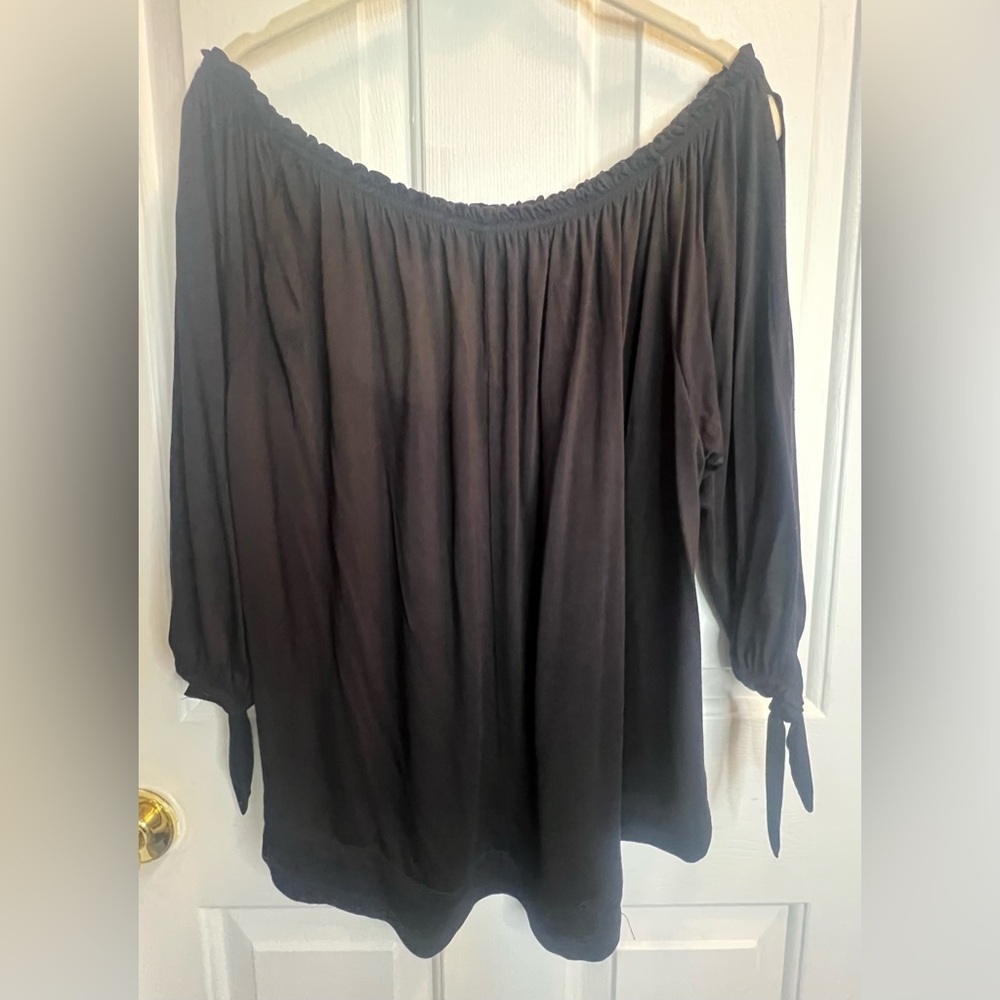 Lane Bryant Black Tie Front Relaxed Blouse